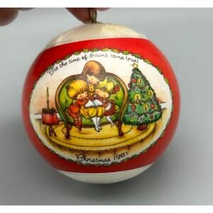 Vintage Hallmark Joan Walsh Anglund White Satin 1981 Christmas Ornament